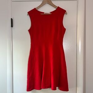 Ali & Jay Solid Red Ponte Knit Sleeveless Fit & Flare Sheath Dress Comfy Medium